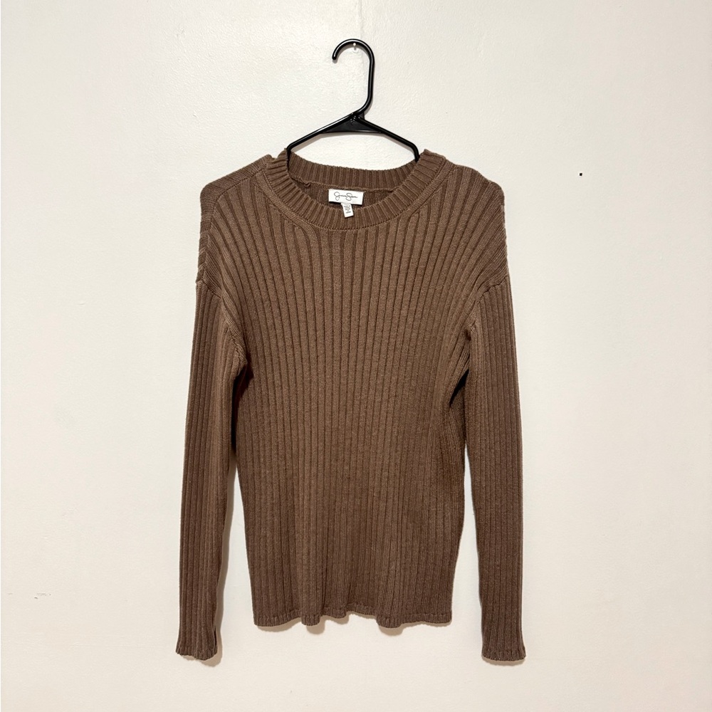 Jessica Simpson Brown Ribbed Long Sleeve Top